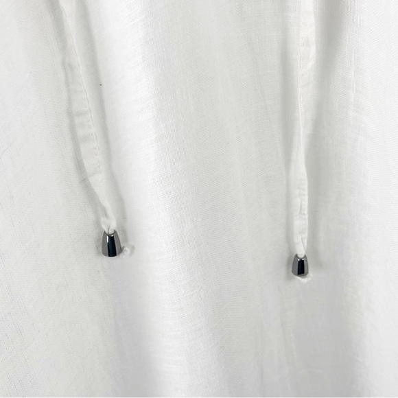 LAURA GOTTI 100% Linen White Tie Tassel Top Sleeveless Maxi Dress Size Large - Picture 7 of 12